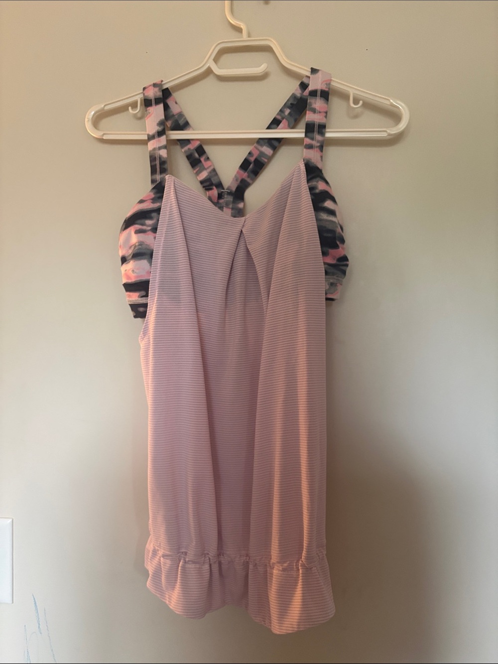 lululemon athletica Light Pink Camisole with Patterned Strappy Back